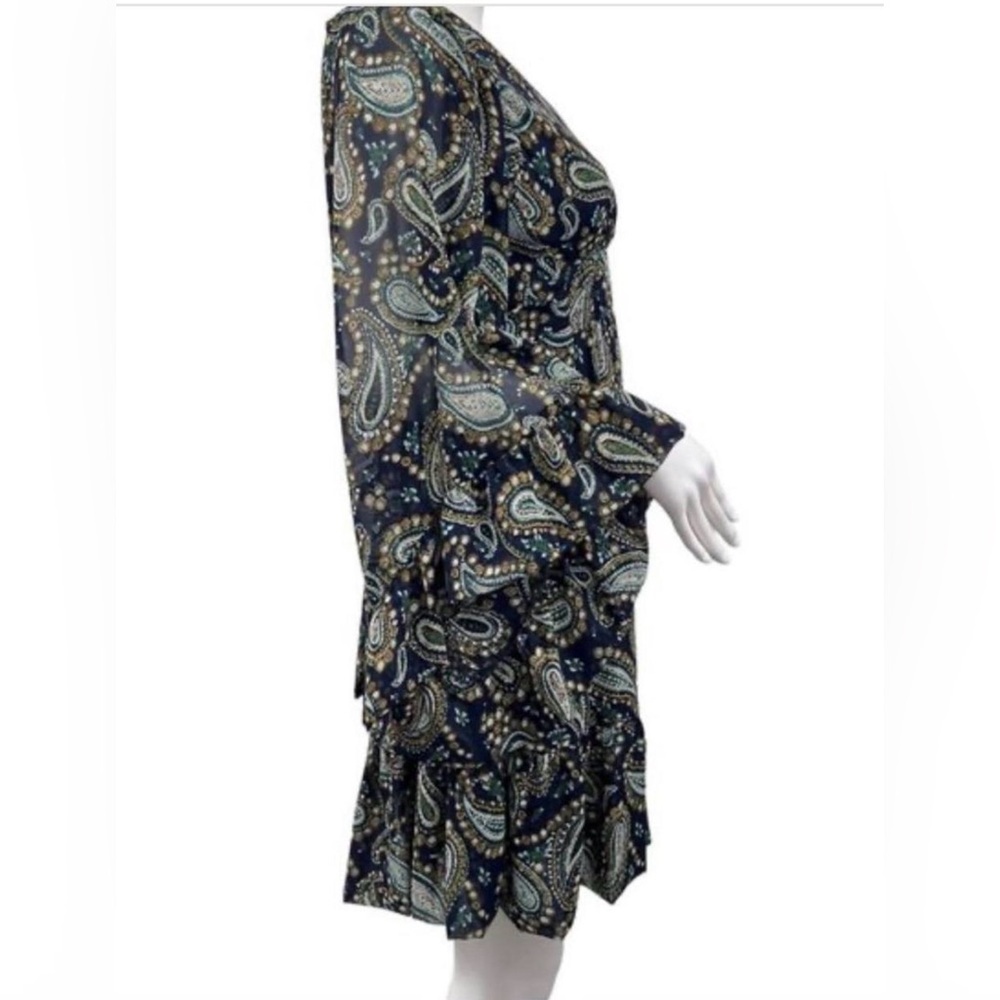 Betsey Johnson Navy Paisley Ruffle Midi Dress - Picture 2 of 8